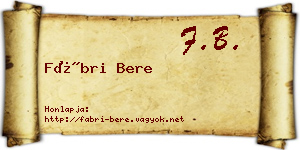 Fábri Bere névjegykártya
